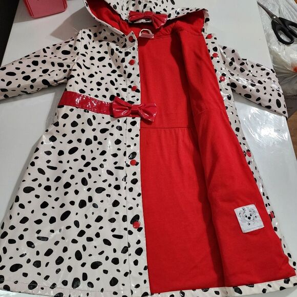 Girls Vintage Disney Store 101 Dalmatians Print Hooded Raincoat Jacket Size 7/8 - Picture 10 of 15
